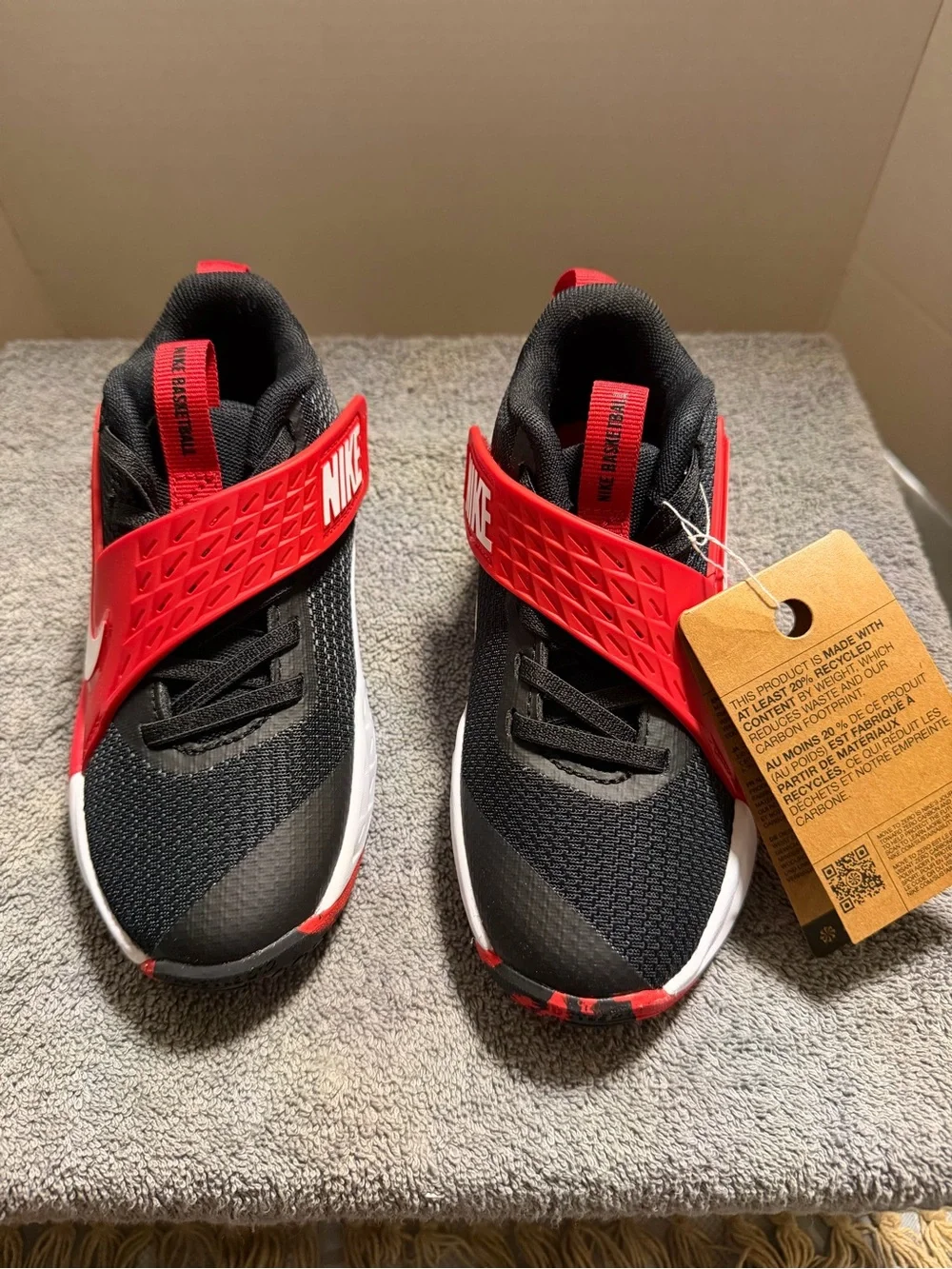 Synthetic Mesh Nike Team Hustle D 12 (PS) Black Red Sneakers Size 12C
